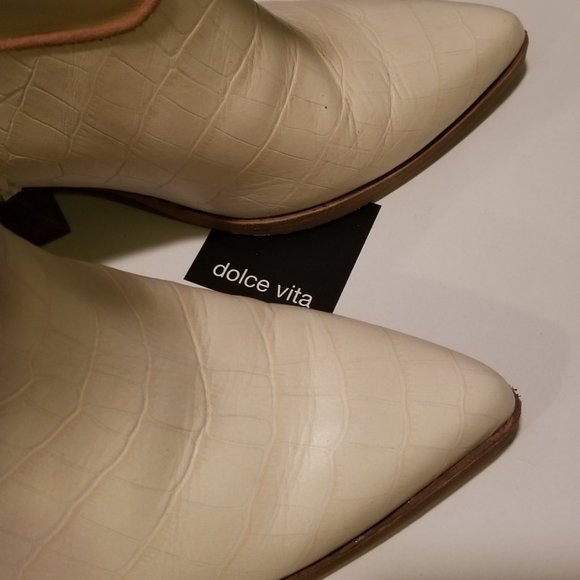 DOLCE VITA Loral Western Boot Ivory Croco Print Leather Size 8 US - Picture 5 of 7